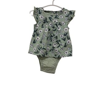 Carter's Green Floral Baby Girl Shirt with Bodysuit
